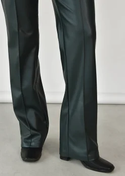 Pantalons^Outfitbook Pantalon droit similicuir vert foncé