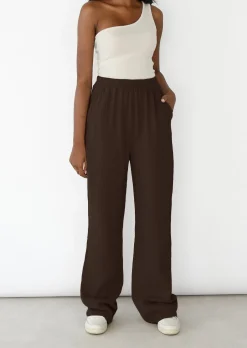 Pantalons^Outfitbook Pantalon en coton à taille élastique MARRON