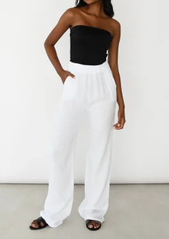 Pantalons^Outfitbook Pantalon en coton à taille élastique BLANC