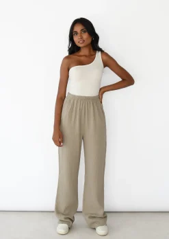 Pantalons^Outfitbook Pantalon en coton à taille élastique TAUPE