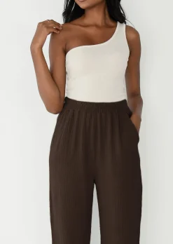 Pantalons^Outfitbook Pantalon en coton à taille élastique MARRON