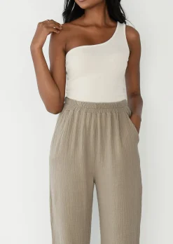Pantalons^Outfitbook Pantalon en coton à taille élastique TAUPE
