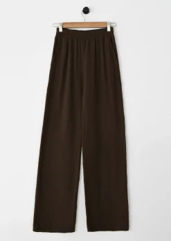 Pantalons^Outfitbook Pantalon en coton à taille élastique MARRON