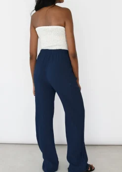 Pantalons^Outfitbook Pantalon en coton à taille élastique BLEU