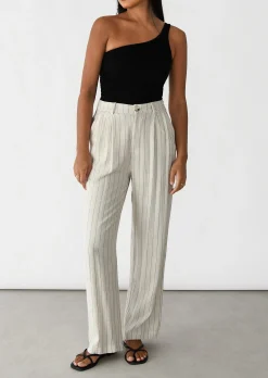 Pantalons^Outfitbook Pantalon en lin à rayures BEIGE