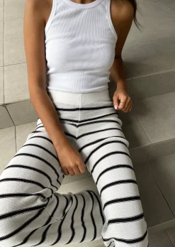 Pantalons | Hauts^Outfitbook Pantalon en maille à rayures BLANC