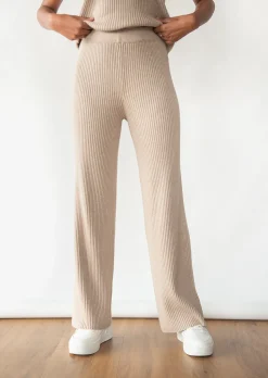 Pantalons^Outfitbook Pantalon en maille côtelée TAUPE