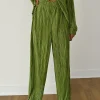 Pantalons^Outfitbook Pantalon en satin plissé VERT