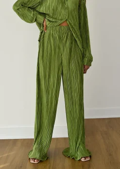 Pantalons^Outfitbook Pantalon en satin plissé VERT