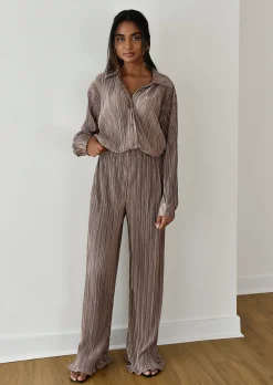 Pantalons^Outfitbook Pantalon en satin plissé TAUPE