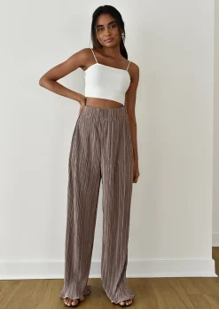 Pantalons^Outfitbook Pantalon en satin plissé TAUPE