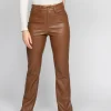 Pantalons^Outfitbook Pantalon en similicuir fendu marron