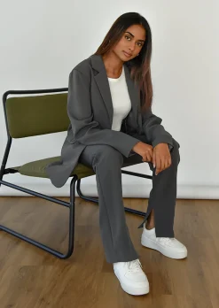 Pantalons^Outfitbook Pantalon fendu sur le côté GRIS