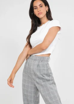 Pantalons^Outfitbook Pantalon taille haute à carreaux gris