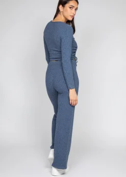 Pantalons^Outfitbook Pantalon large côtelé bleu