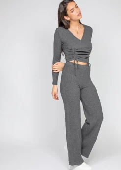 Pantalons^Outfitbook Pantalon large côtelé gris