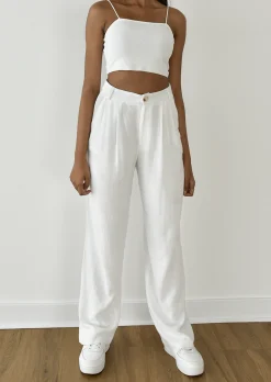 Pantalons^Outfitbook Pantalon large en lin BLANC