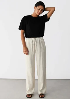 Pantalons^Outfitbook Pantalon large lin cordon BEIGE