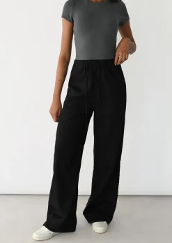 Pantalons^Outfitbook Pantalon large lin cordon NOIR