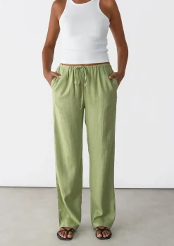 Pantalons^Outfitbook Pantalon large lin cordon VERT