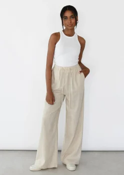 Pantalons^Outfitbook Pantalon large lin cordon BEIGE