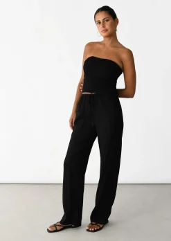 Pantalons^Outfitbook Pantalon large lin cordon NOIR