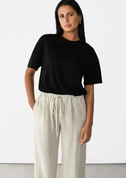 Pantalons^Outfitbook Pantalon large lin cordon BEIGE