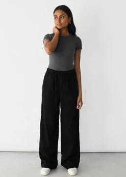 Pantalons^Outfitbook Pantalon large lin cordon NOIR