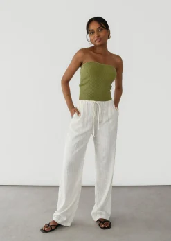 Pantalons^Outfitbook Pantalon large lin cordon BLANC