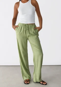 Pantalons^Outfitbook Pantalon large lin cordon VERT