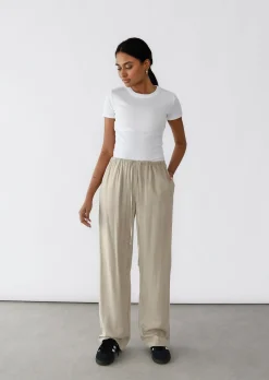 Pantalons^Outfitbook Pantalon large lin cordon TAUPE