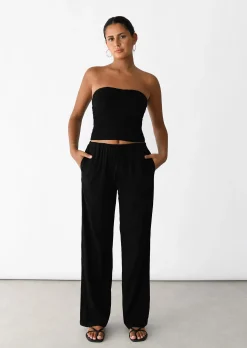 Pantalons^Outfitbook Pantalon large lin cordon NOIR