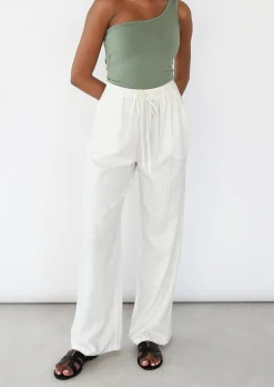Pantalons^Outfitbook Pantalon large lin cordon BLANC