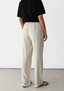 Pantalons^Outfitbook Pantalon large lin cordon BEIGE