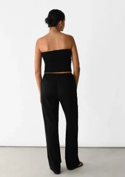 Pantalons^Outfitbook Pantalon large lin cordon NOIR