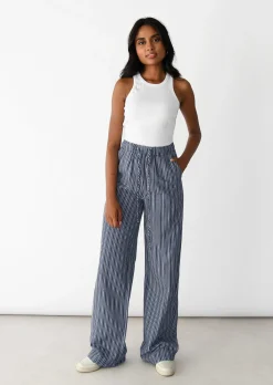 Pantalons^Outfitbook Pantalon large rayé avec cordon BLEU