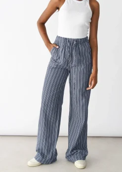 Pantalons^Outfitbook Pantalon large rayé avec cordon BLEU