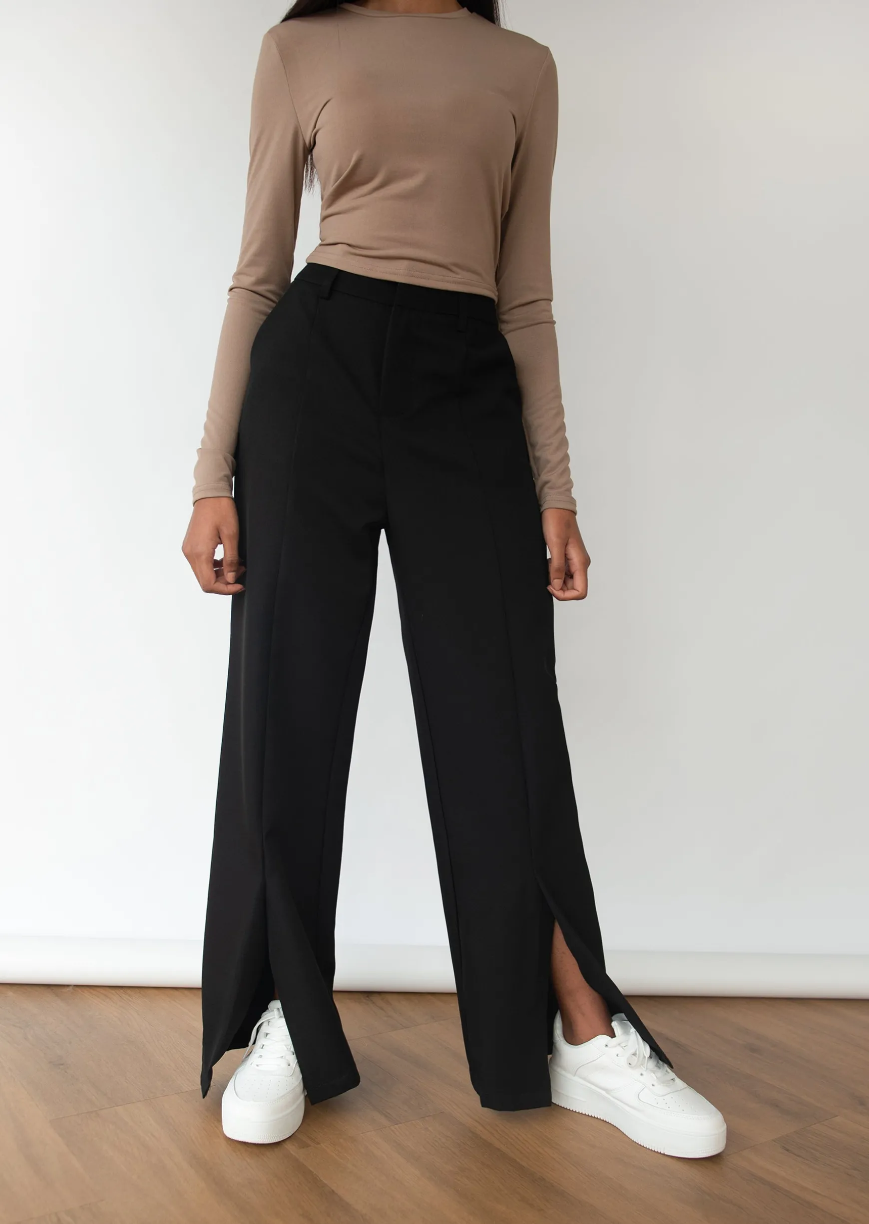 Pantalons^Outfitbook Pantalon noir fendu devant black