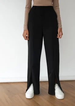 Pantalons^Outfitbook Pantalon noir fendu devant black