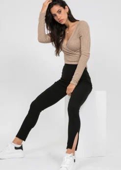 Pantalons^Outfitbook Pantalon fendu sur le côté noir