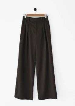 Pantalons^Outfitbook Pantalon pinces wideleg MARRON