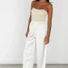 Pantalons^Outfitbook Pantalon satiné taille élastique BLANC
