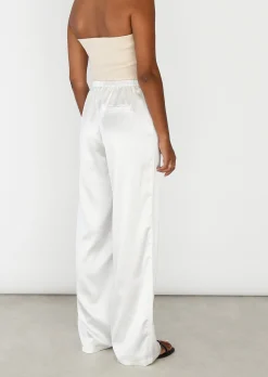 Pantalons^Outfitbook Pantalon satiné taille élastique BLANC