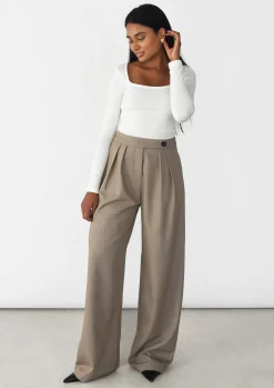Pantalons^Outfitbook Pantalon wideleg à pinces TAUPE