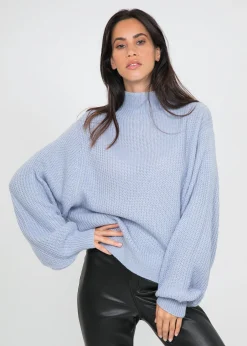 Pulls L Cardigans^Outfitbook Pull à col montant et manches ballon BLEU