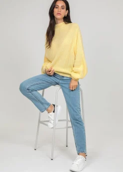 Pulls L Cardigans^Outfitbook Pull à col montant et manches ballon JAUNE