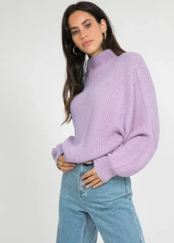 Pulls L Cardigans^Outfitbook Pull à col montant et manches ballon LILAS