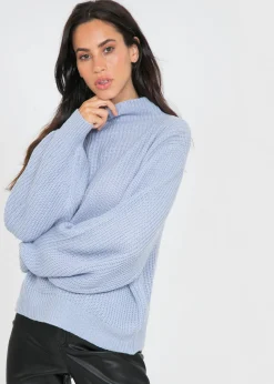 Pulls L Cardigans^Outfitbook Pull à col montant et manches ballon BLEU