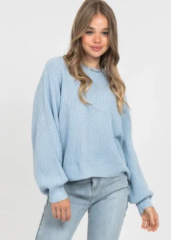 Pulls L Cardigans^Outfitbook Pull à col rond et manches ballon BLEU