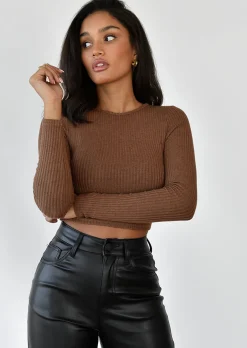 Pulls L Cardigans^Outfitbook Pull à dos ouvert noué MARRON